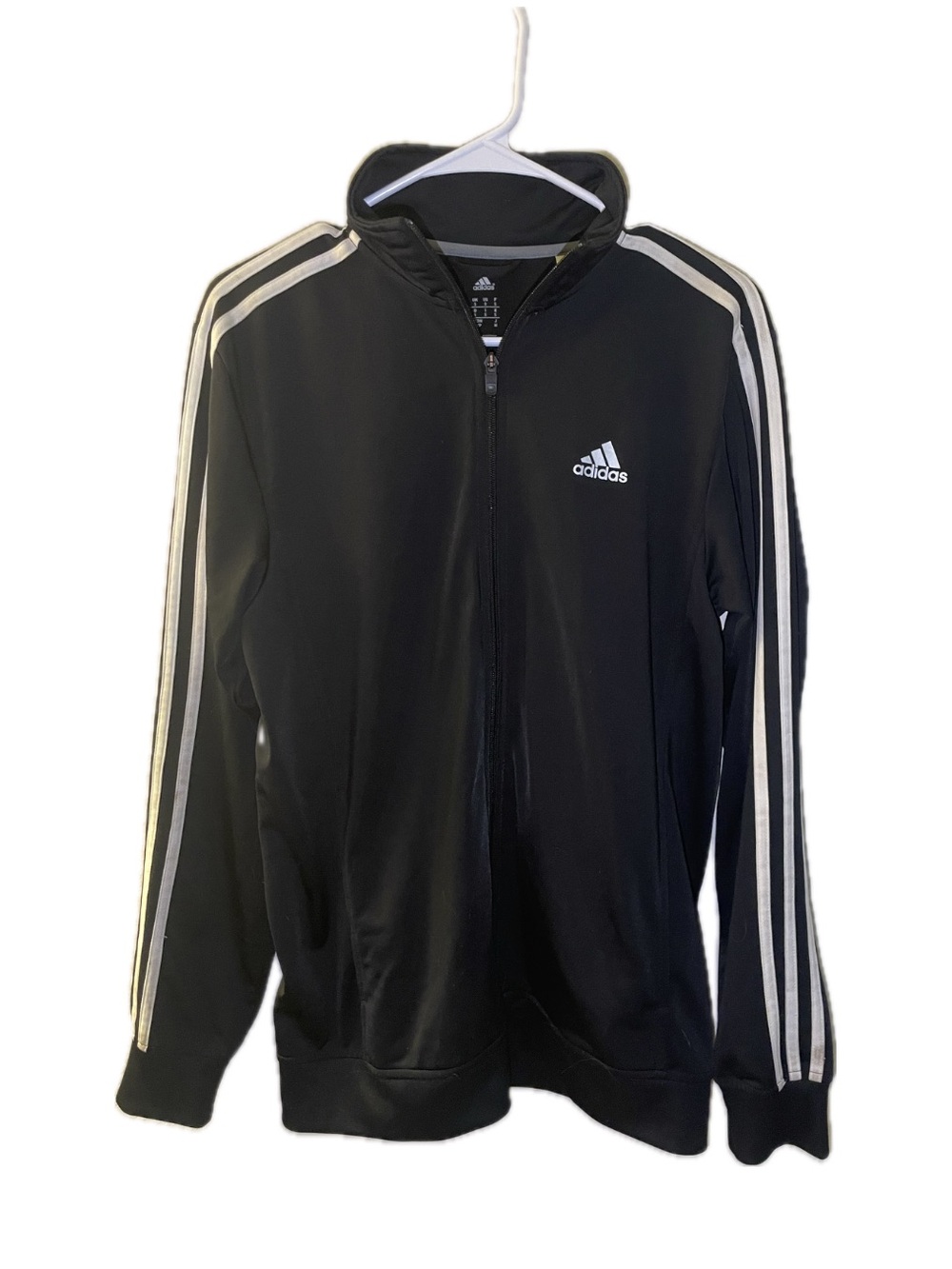 Adidas Black 3-Stripes Track Jacket Full Zip Athletic Jacket Size Small